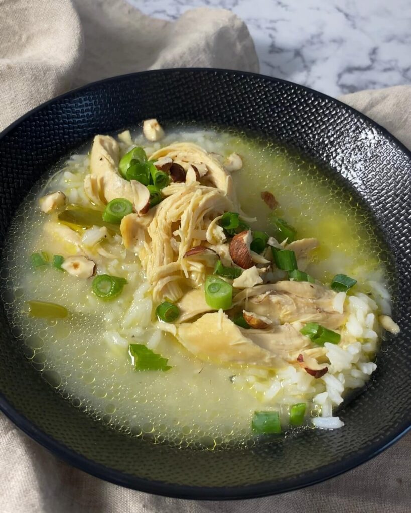 Bouillon de poulet au riz citronné
