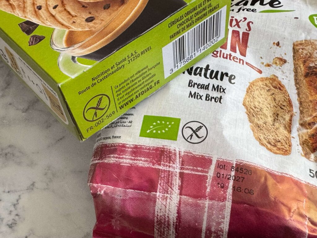 Produits certifiés sans gluten avec le logo de l’AFDIAG